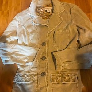 Z. Cavaricci- button down, distressed taupe corduroy blazer/jacket!